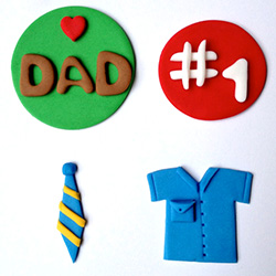 Father's Day gift idea: Edible fondant cupcake toppers. Bake cupcakes and decorate with themed toppers. 