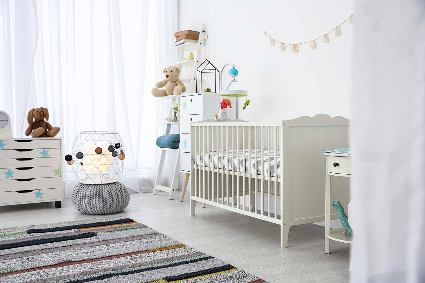 Nursery room with crib