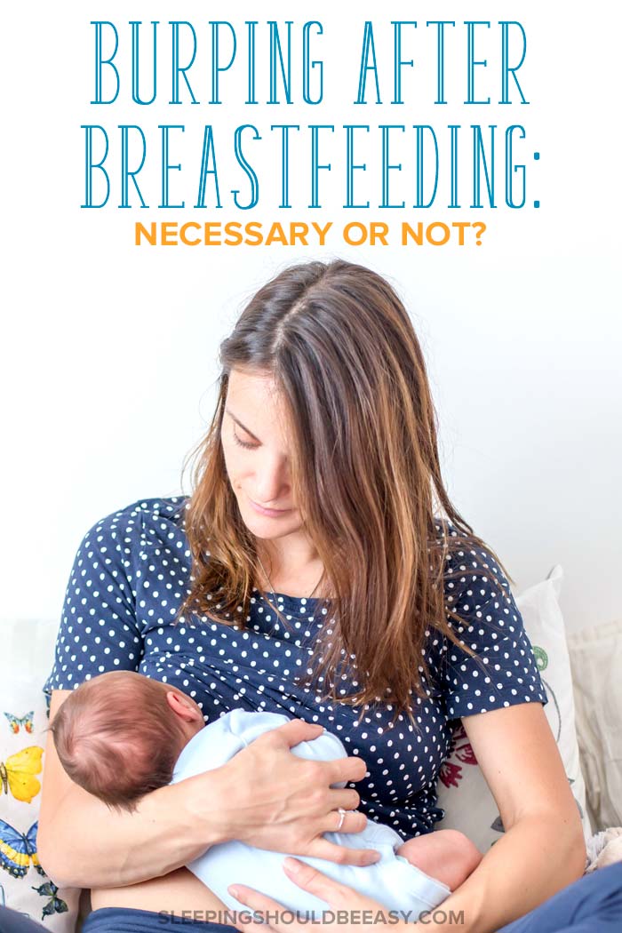 A mom burping a newborn after breastfeeding