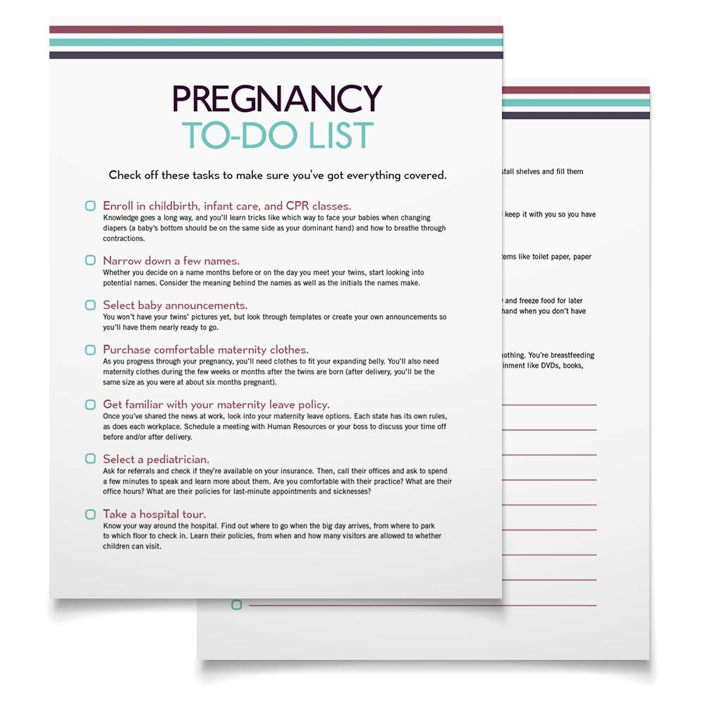 Free Twin Pregnancy Checklist